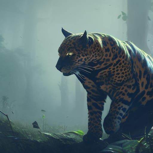 Detailed Jaguar in Dark Fantasy Style