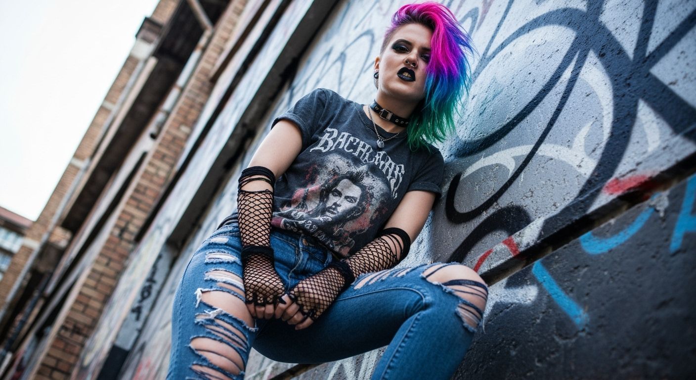 Punk Girl with Synthwave Neon Glow