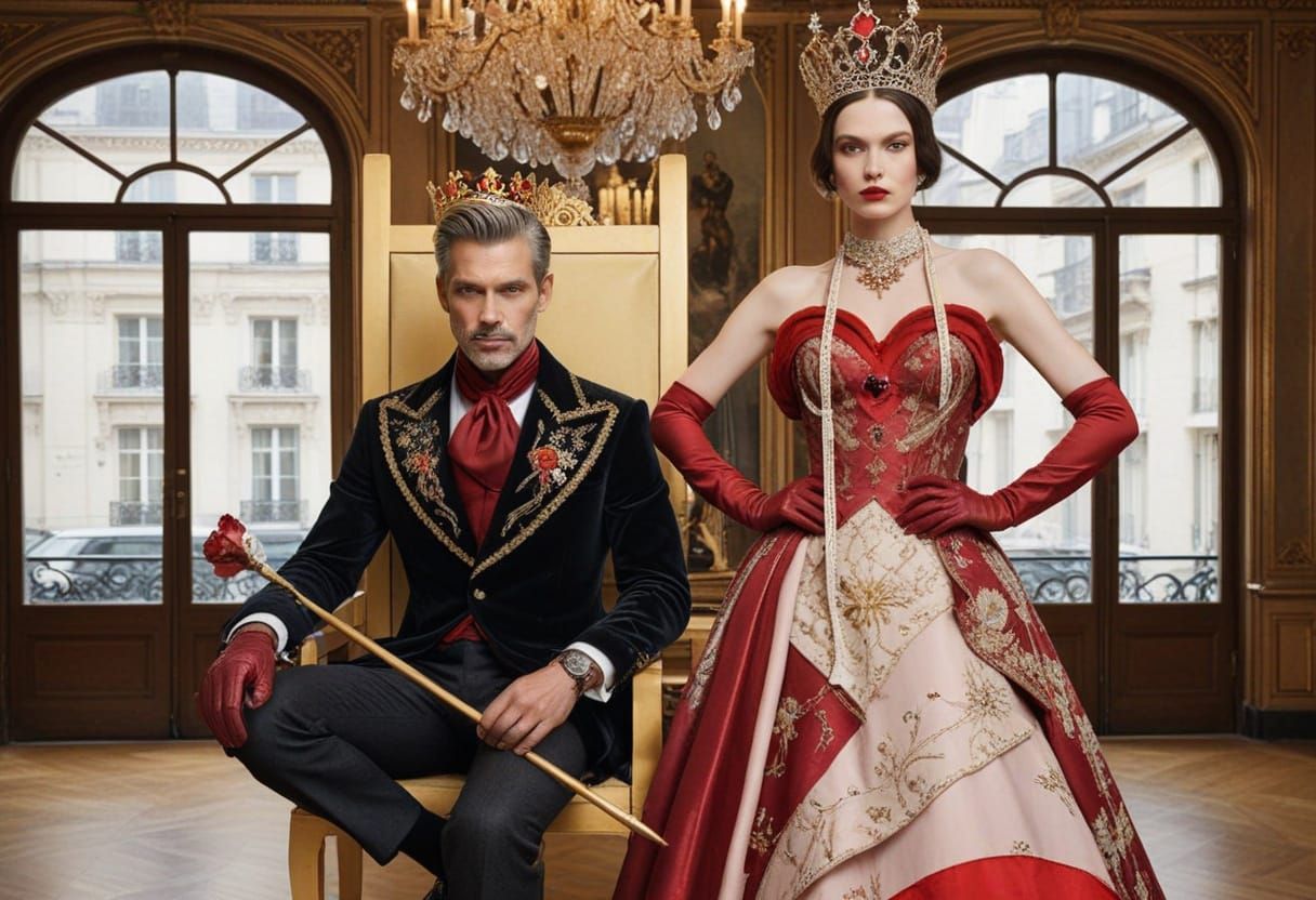 King and Queen of Hearts as Parisian Fashion Designers