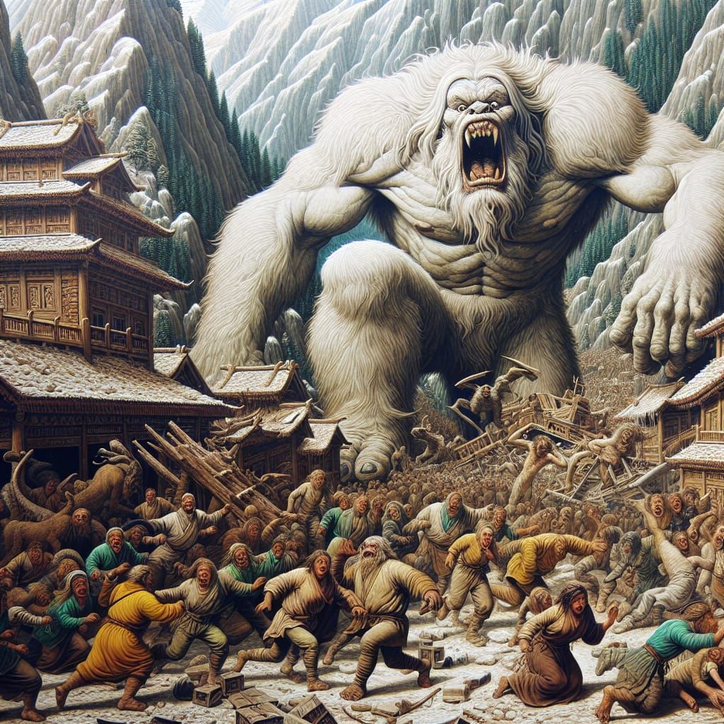 Fearsome Mountain Beast Devastates Village in Cyberpunk Horr...