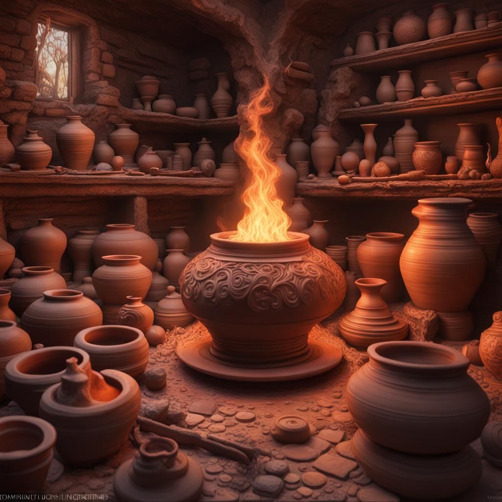 Fertility Goddess Pottery in Expressionist Style