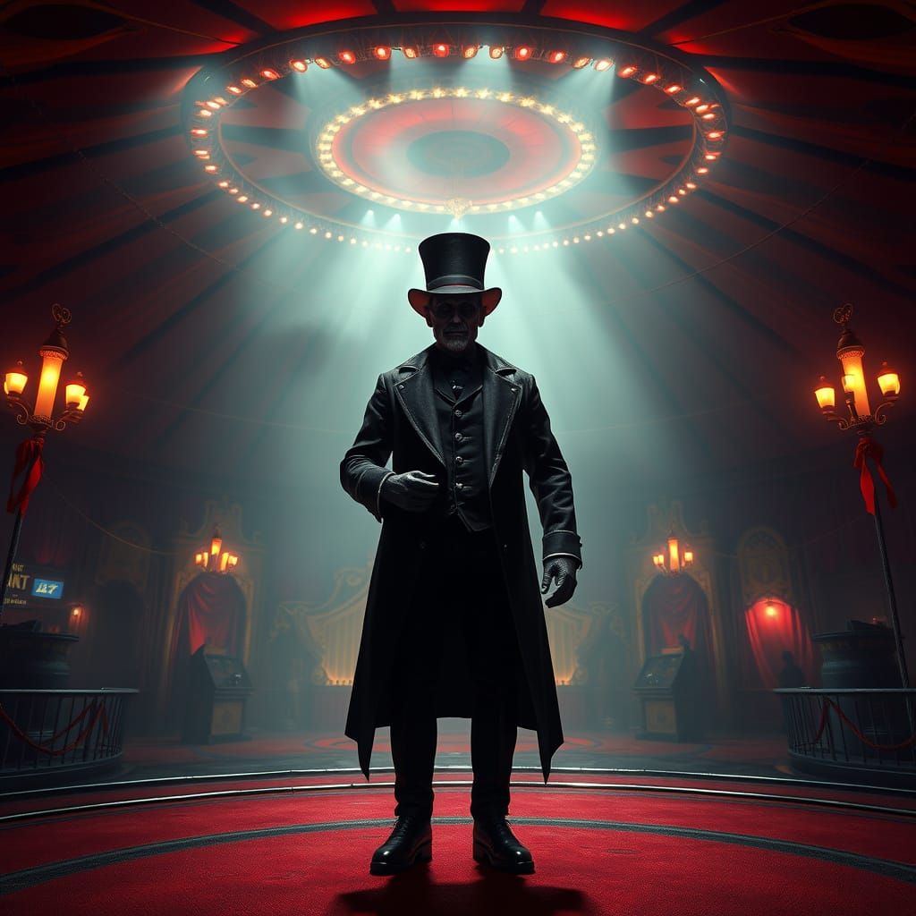 Sinister Circus Ringmaster in Detailed 3D Graphics