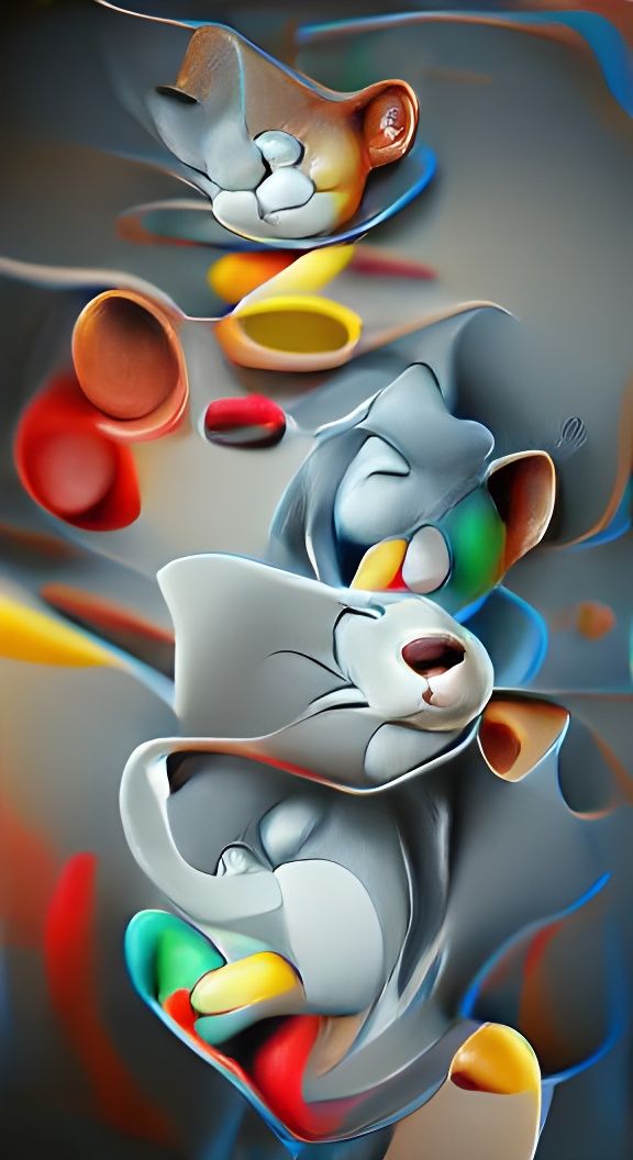 Colorful Tom and Jerry Abstract Acrylic Art