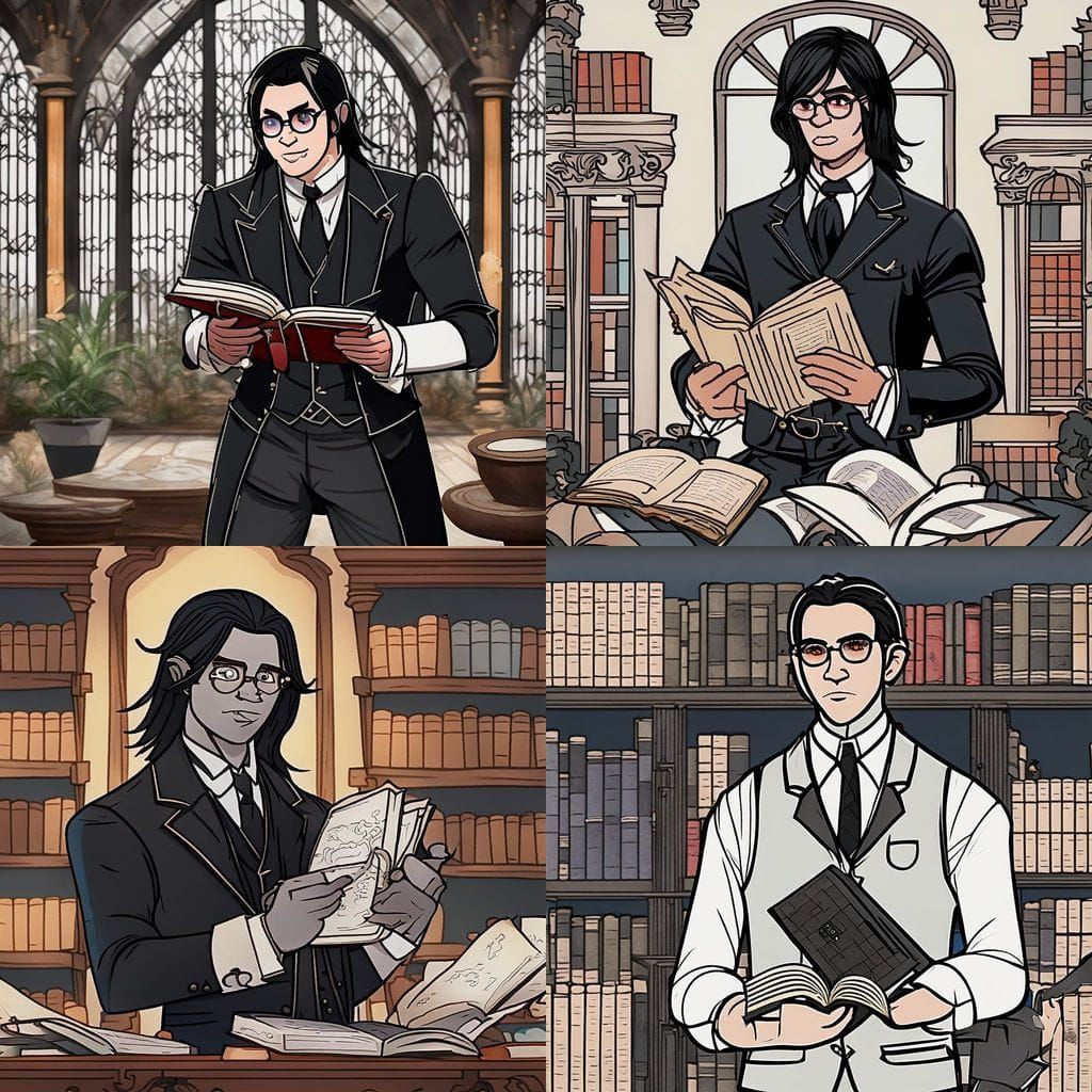 Dark Elf Butler in Mansion Fantasy Setting