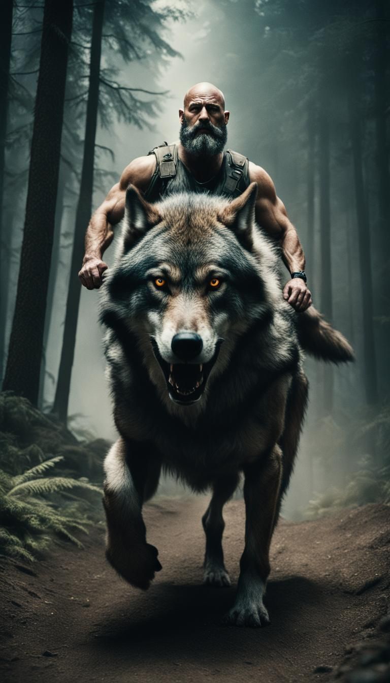 Man Rides Wolf: Cinematic Film Still