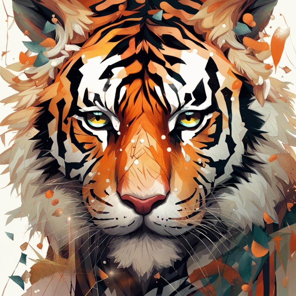 Adorable Tiger Cub in Dreamy Digital Art