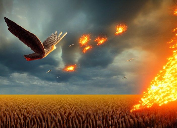 Peace Dove Soaring Over Fiery Ukrainian Wheat Fields