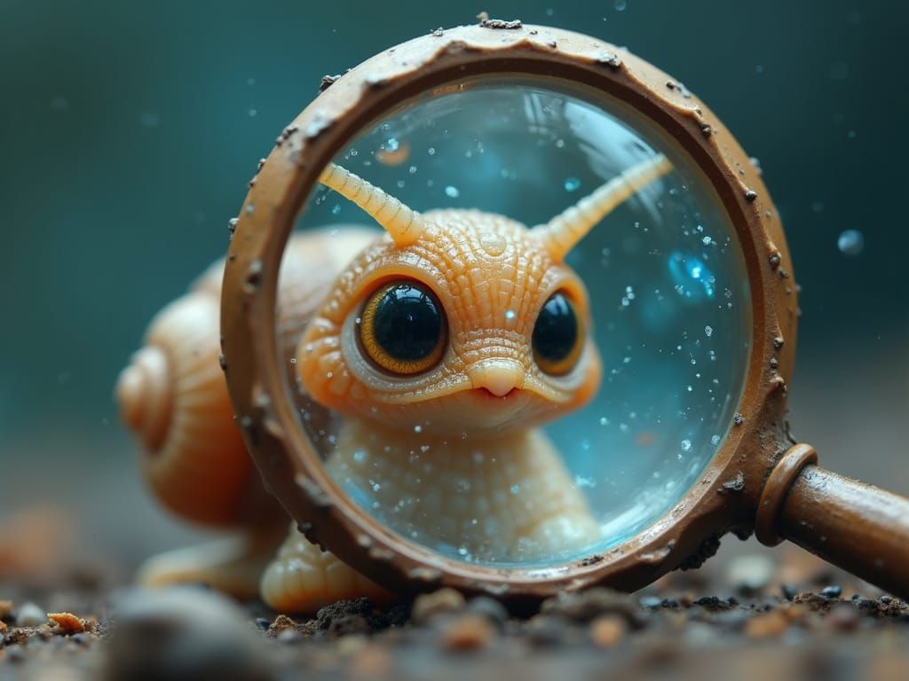 Adorable Chibi Snail with Magnifying Glass