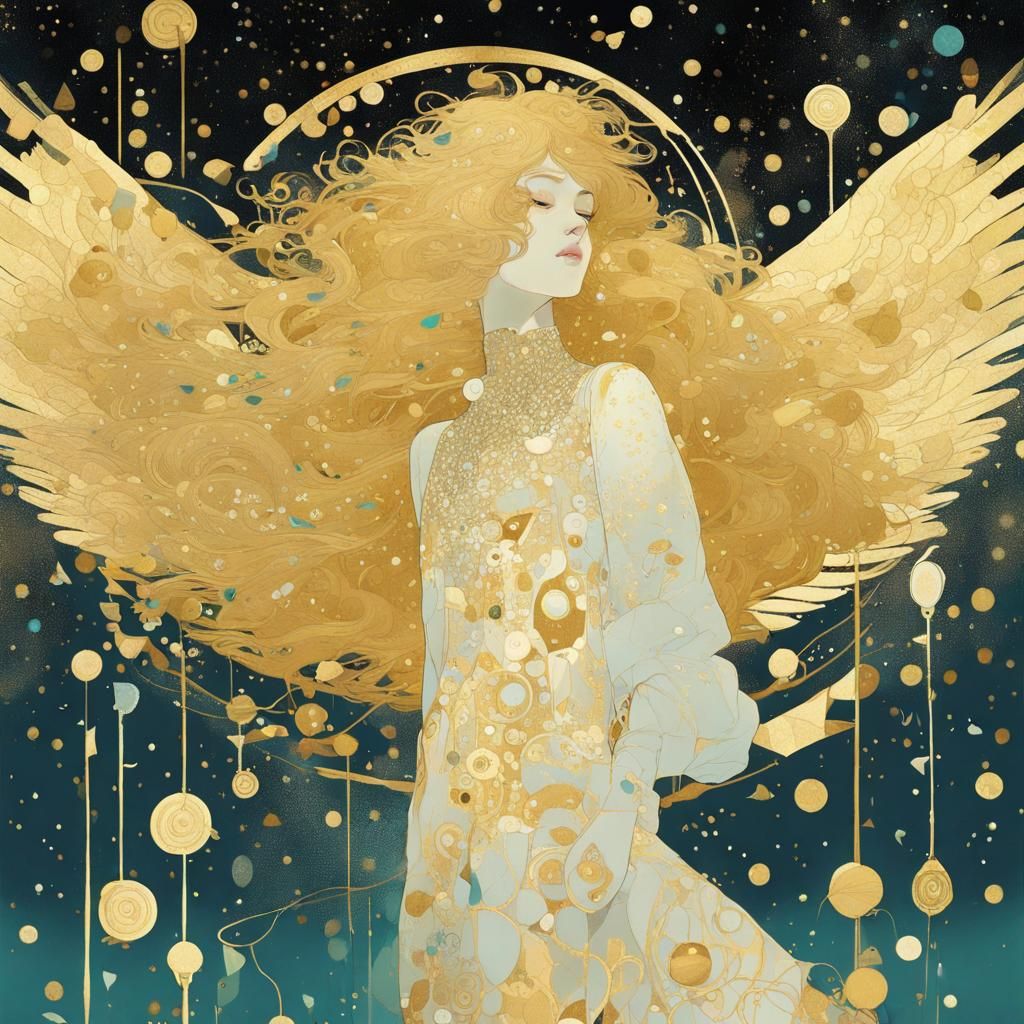 Gold Dream of Lost Love in Klimt Style