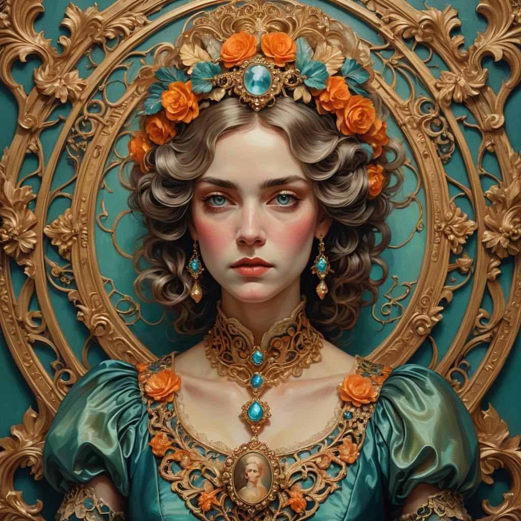 Baroque Portrait with Art Nouveau Details