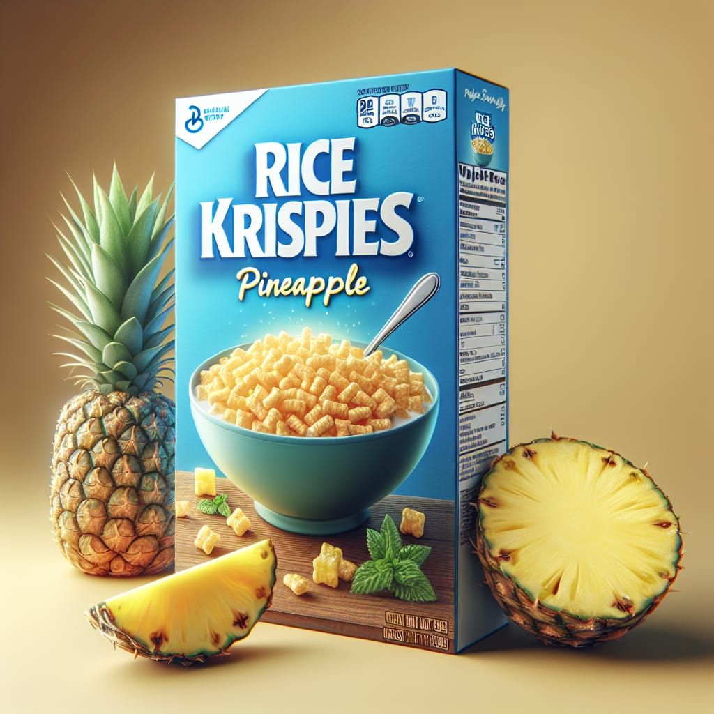 Pineapple Rice Krispies Cereal Box: Realistic Detail