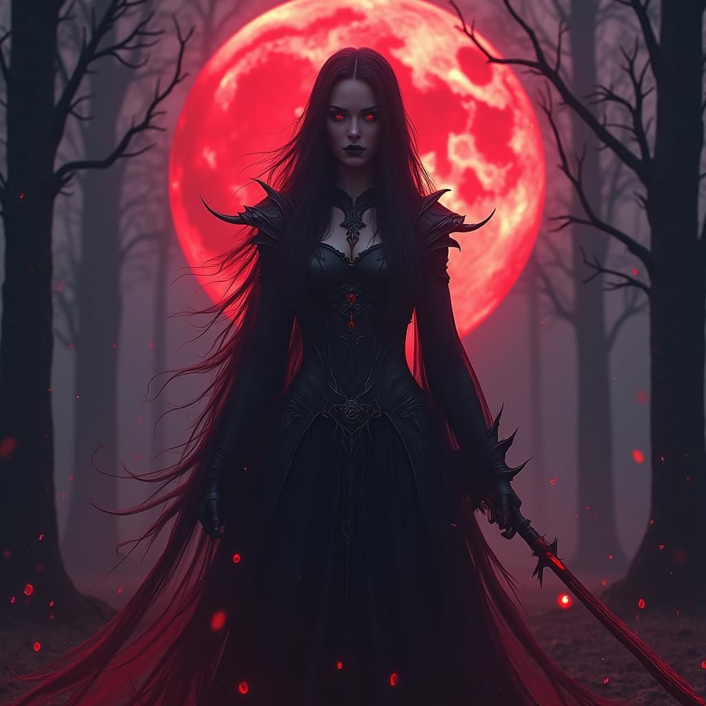 Hauntingly Beautiful Sorceress in Dark Fantasy Art