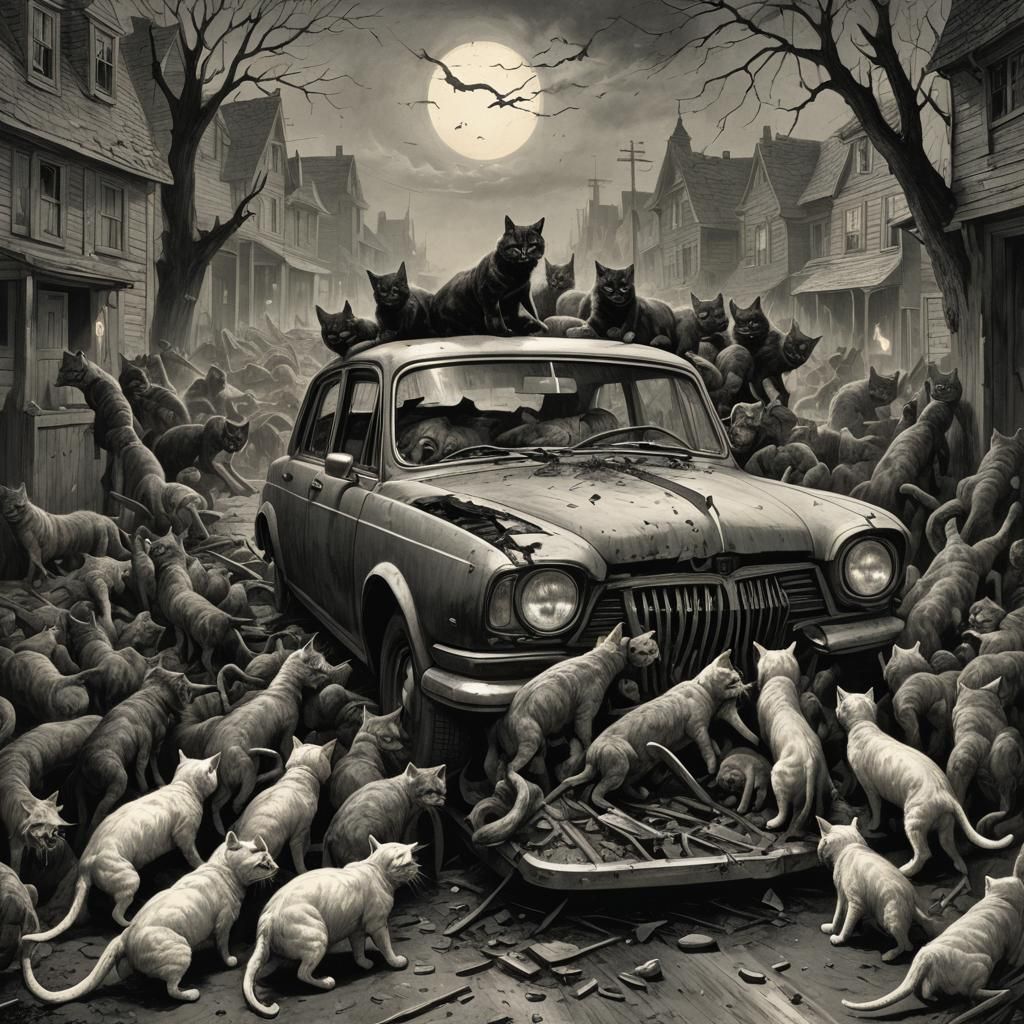 Eerie Vanishing of Cats: A Gothic Horror Scene