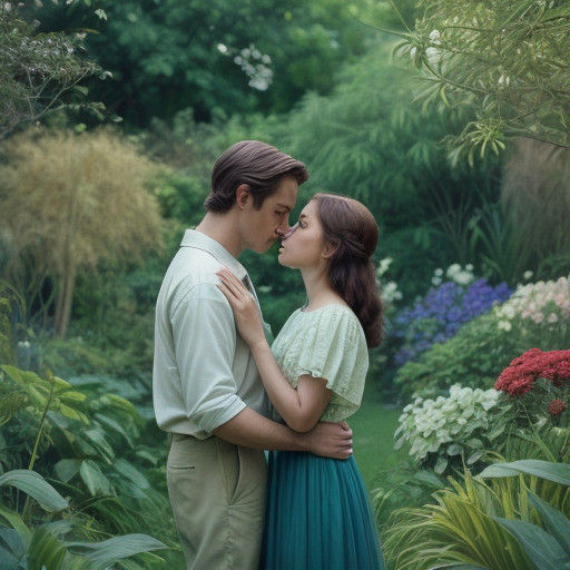 Cinematic Garden Romance in Warm Golden Tones