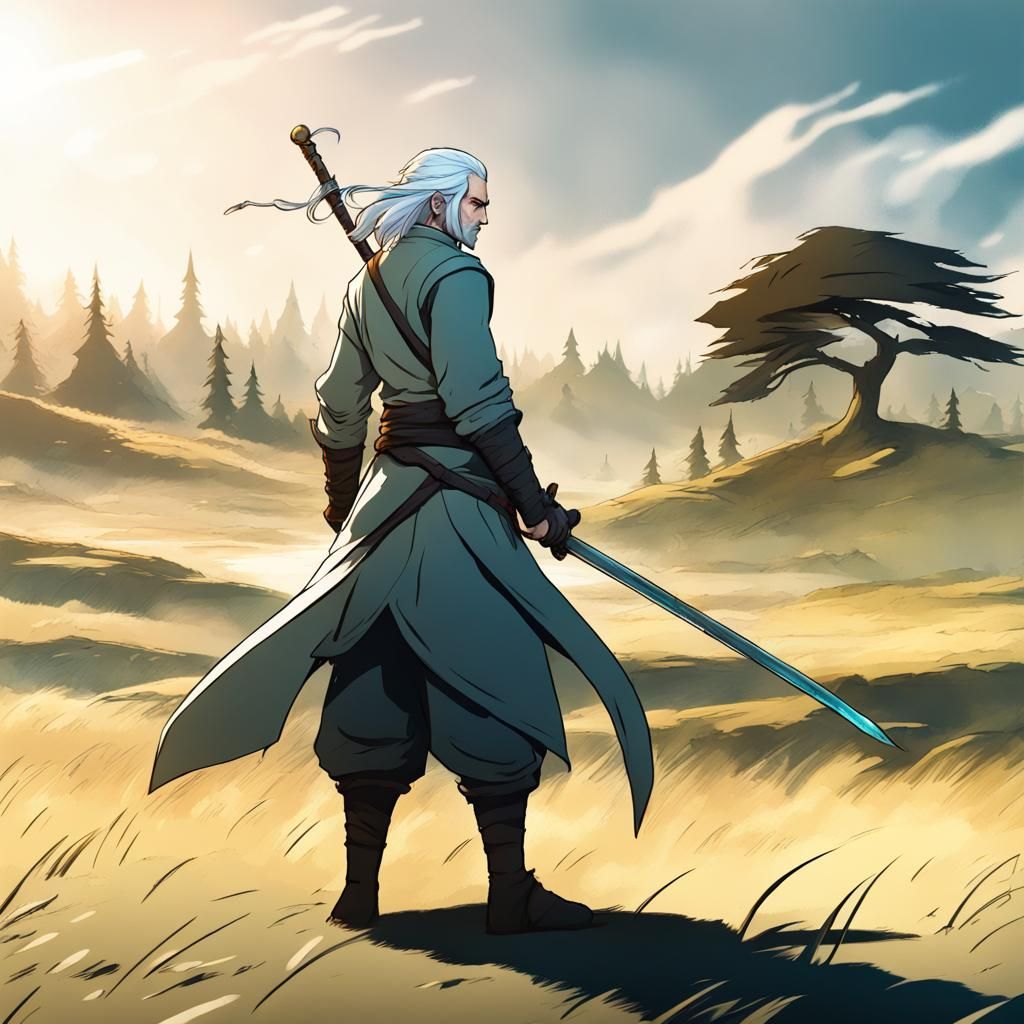 Windbender in Forest Landscape, Anime Style