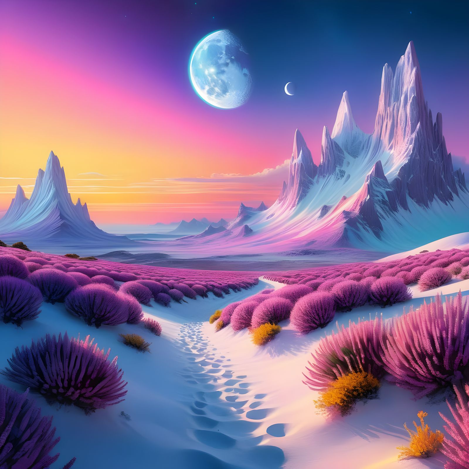 Dreamy Exoplanet Sunrise in Pastel Hues