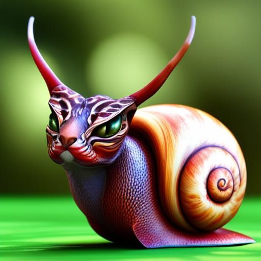 Cat-Headed Garden Snail in Cel-Shaded CGI