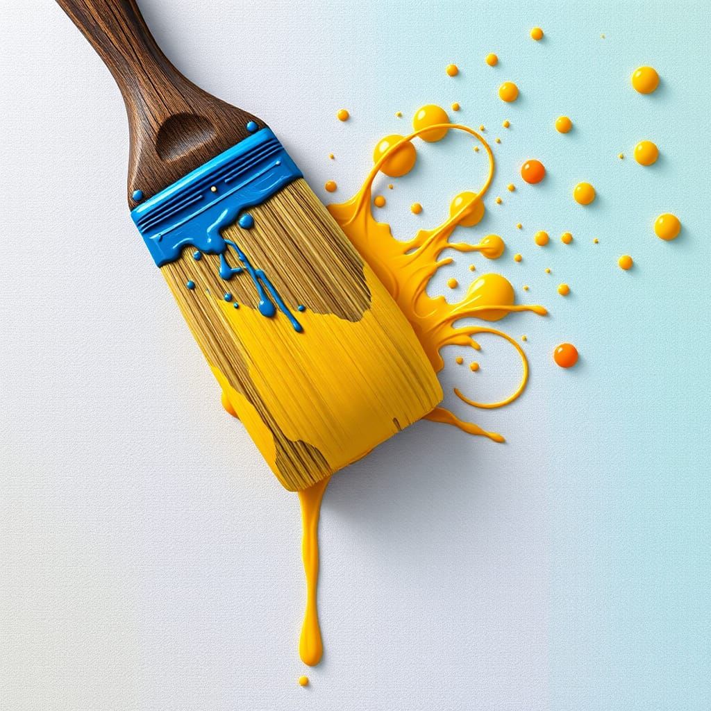 Oversized Paintbrush with Swirling Dots on Gradient Backgrou...