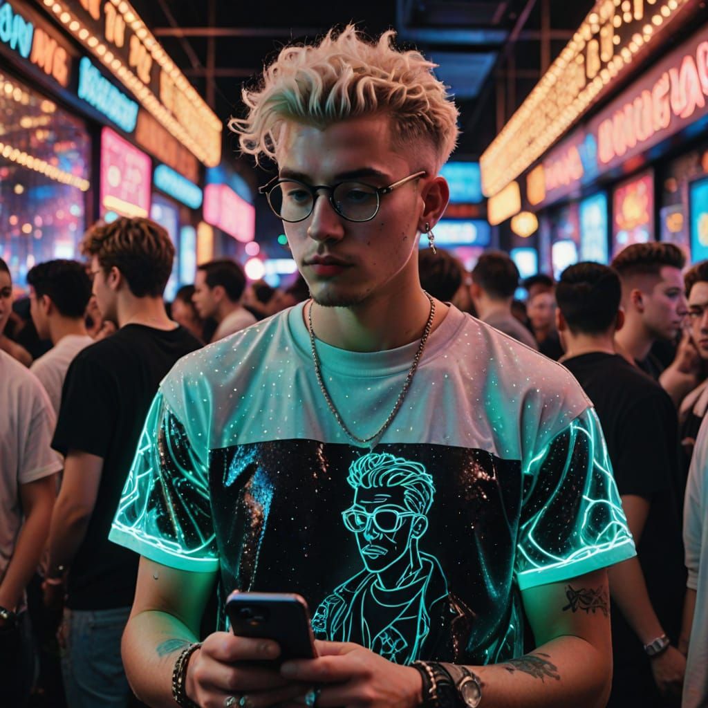 Grunge Disco Boy with Neon Glow