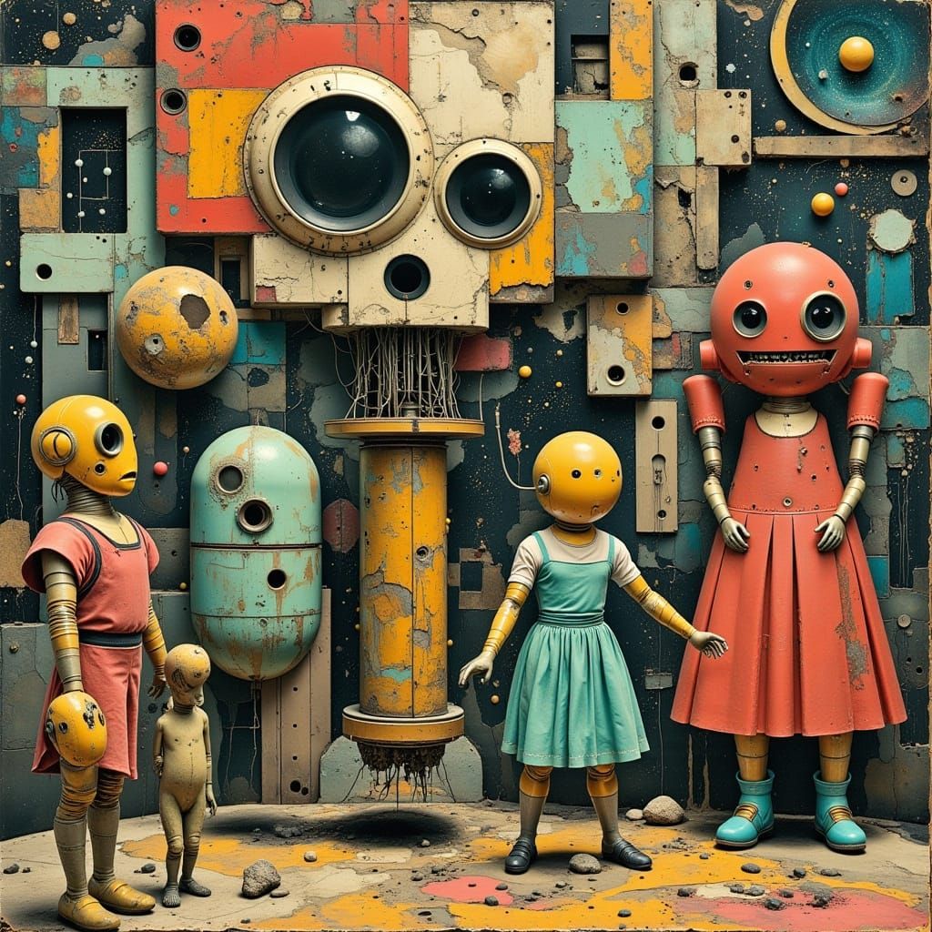 Whimsical Vintage Robot Dance Party