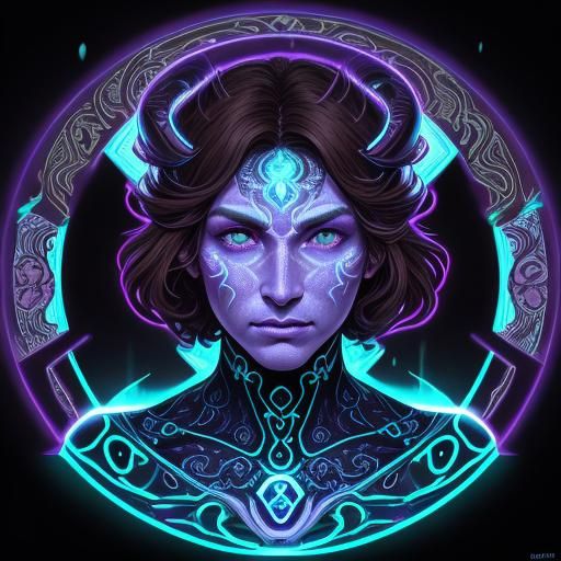 Bioluminescent Creature Portrait in Art Nouveau Style