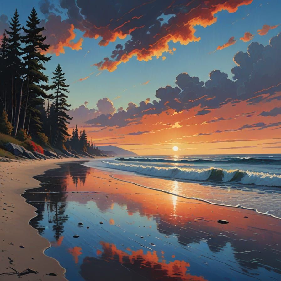 Dreamy Beach Sunset in Vibrant Colors