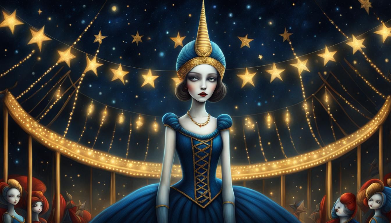 Starry Night Circus: Digital Painting in Mystical Style