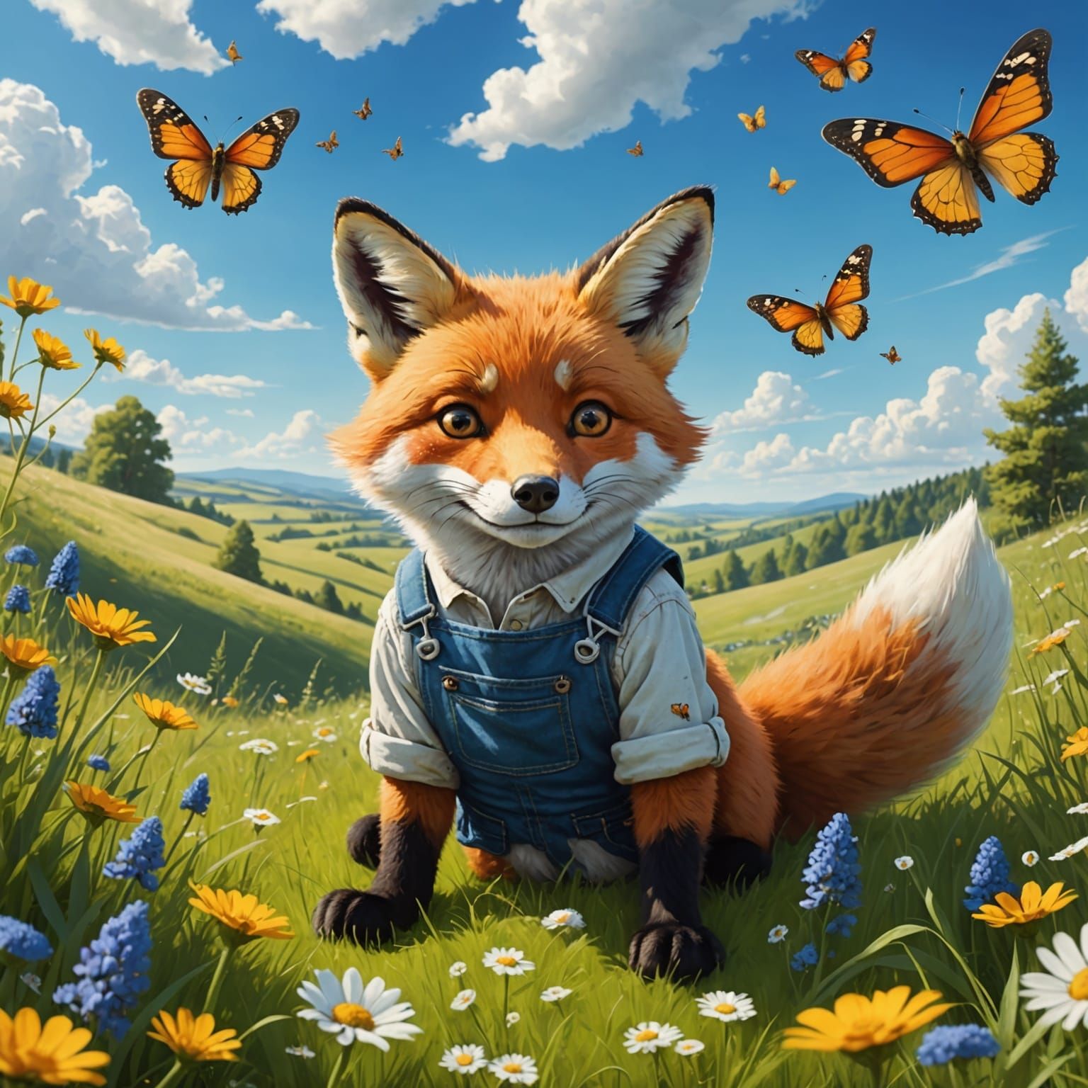 Fox in Dungarees Dreams of Summer Sky
