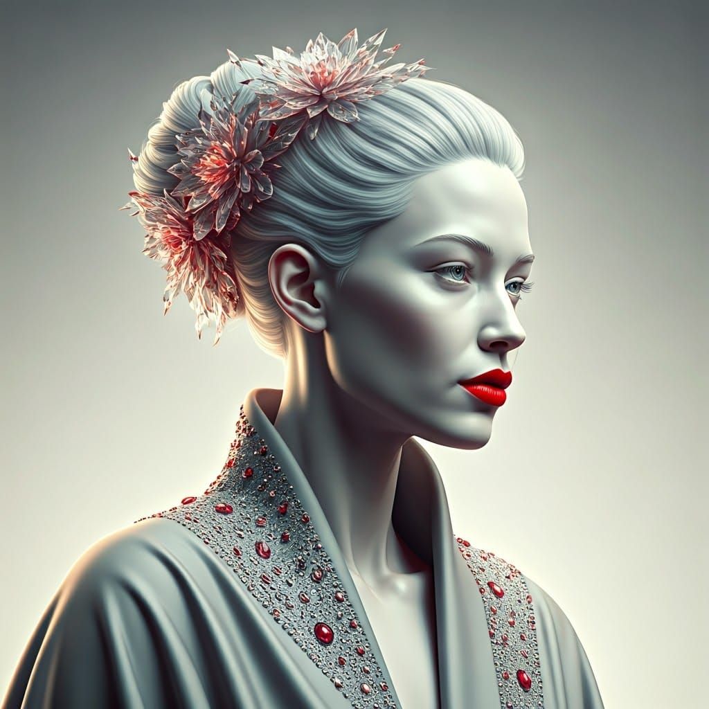 Ethereal White Goddess in Digital Art