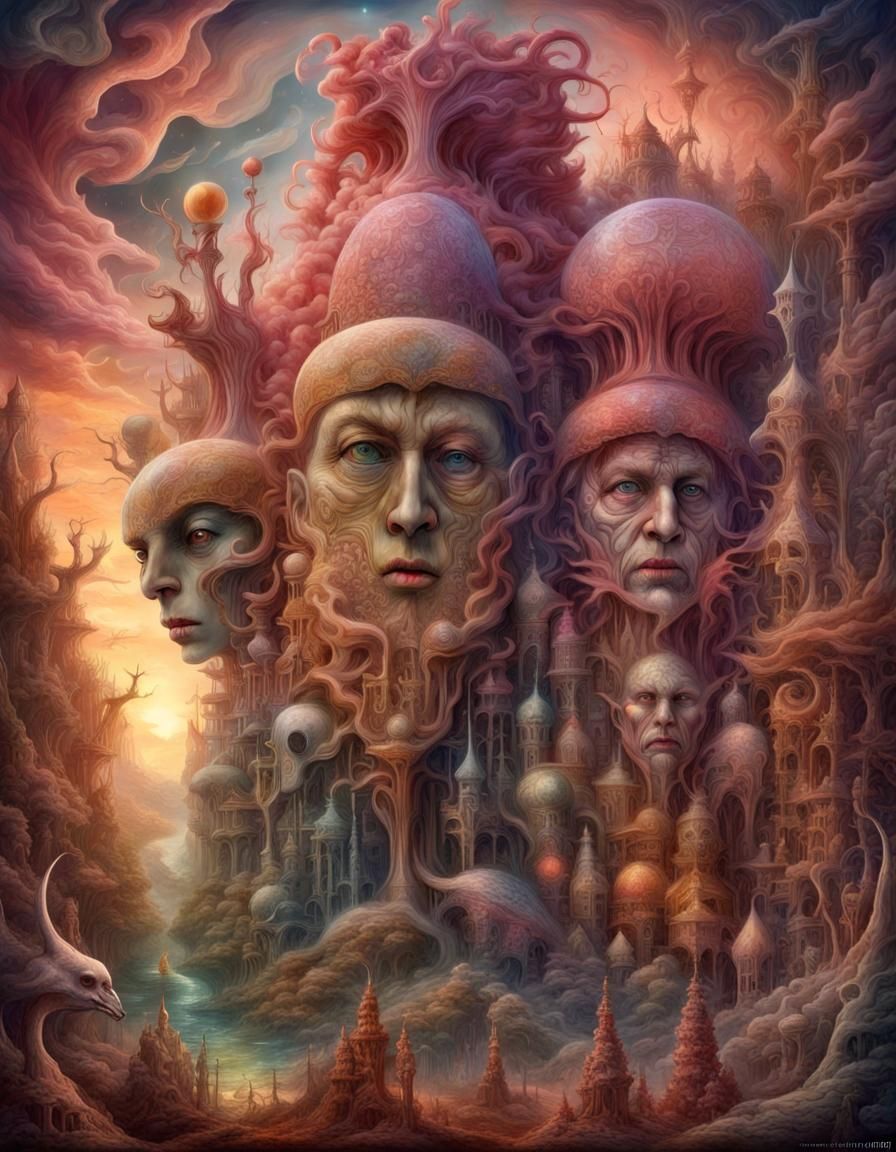 Surreal Land of Broken Dreams in Visionary Art Style
