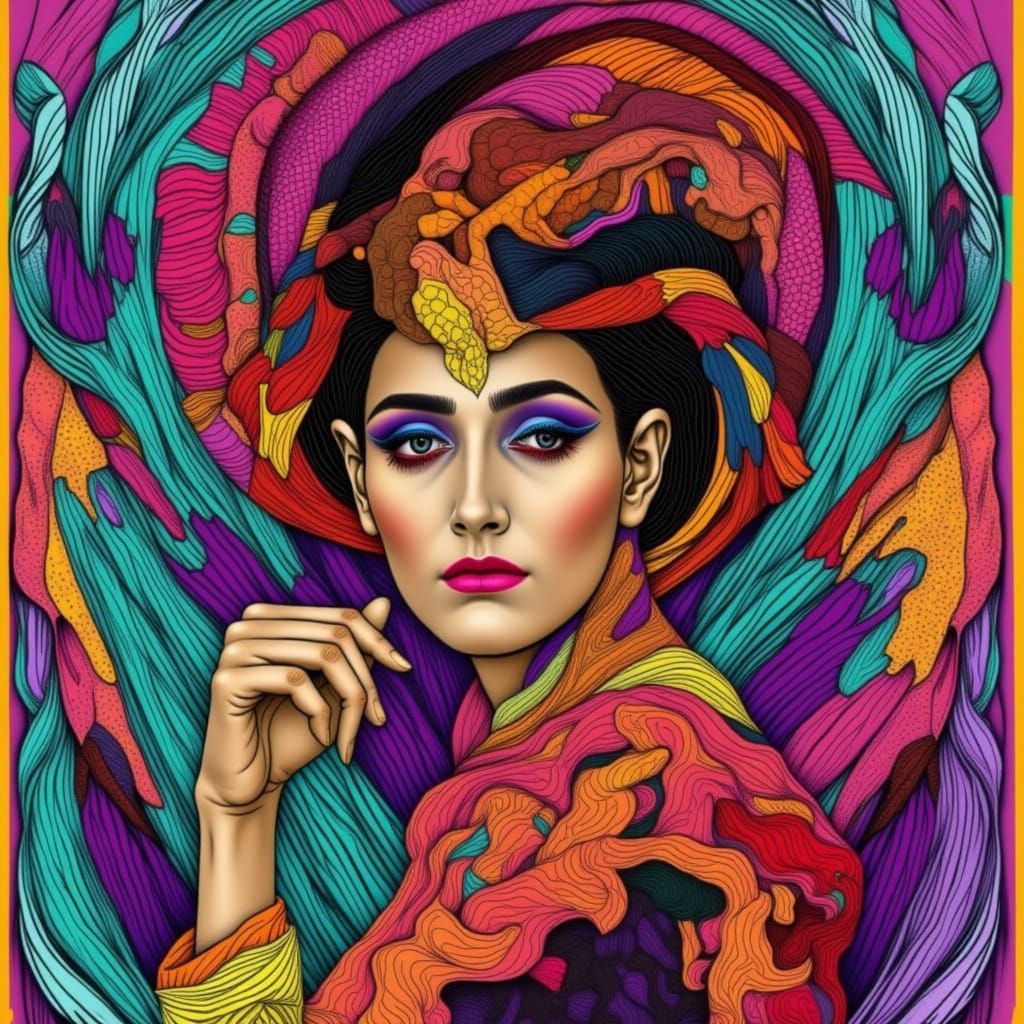 Vibrant Woman in Dreamlike Digital Art