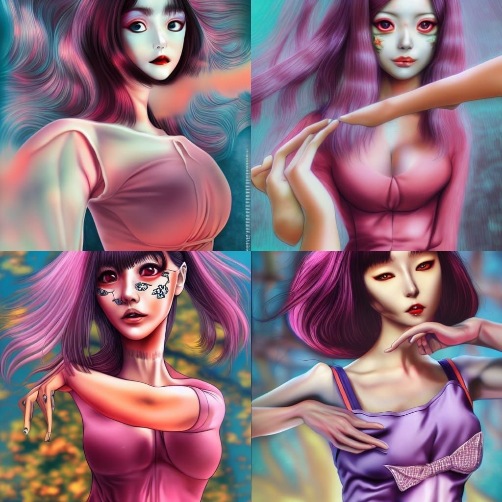 Hyperrealistic Portrait of Tomie Inspired by Junji Ito