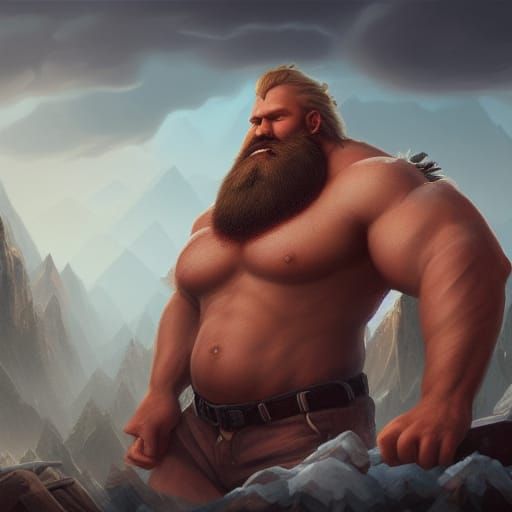 Muscular Lumberjack: Detailed Fantasy Concept Art