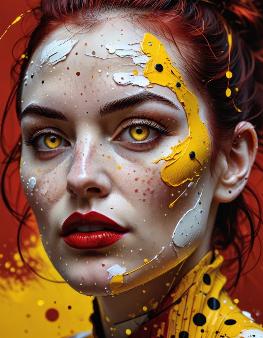 Abstract Woman with Crimson Background in Digital Art