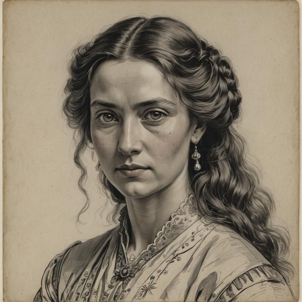 Smiling Russian Teacher in Art Nouveau Style