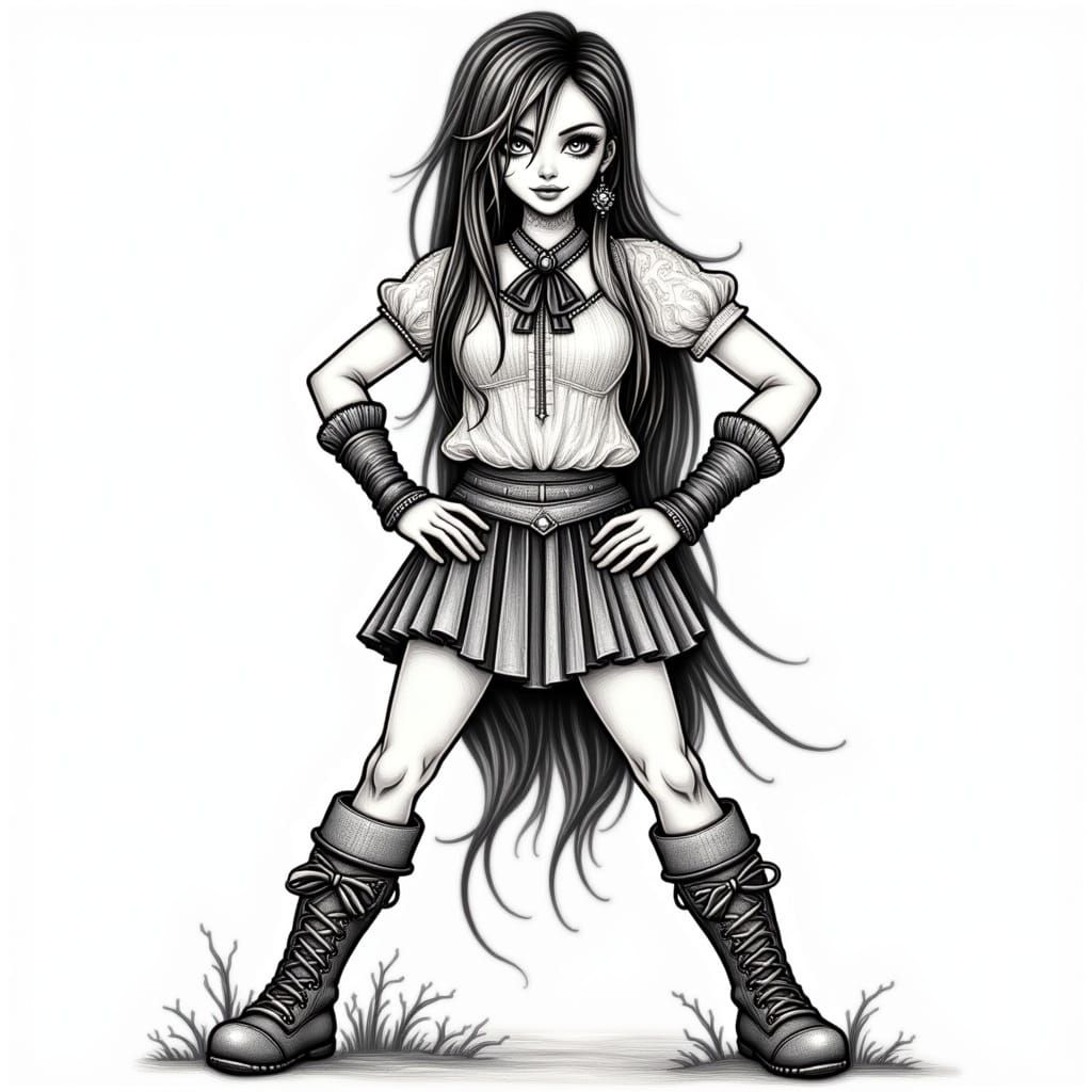 Surreal Goth Skelly Doll with Intricate Texture