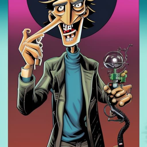 Mad Scientist in Comic Book Art Style