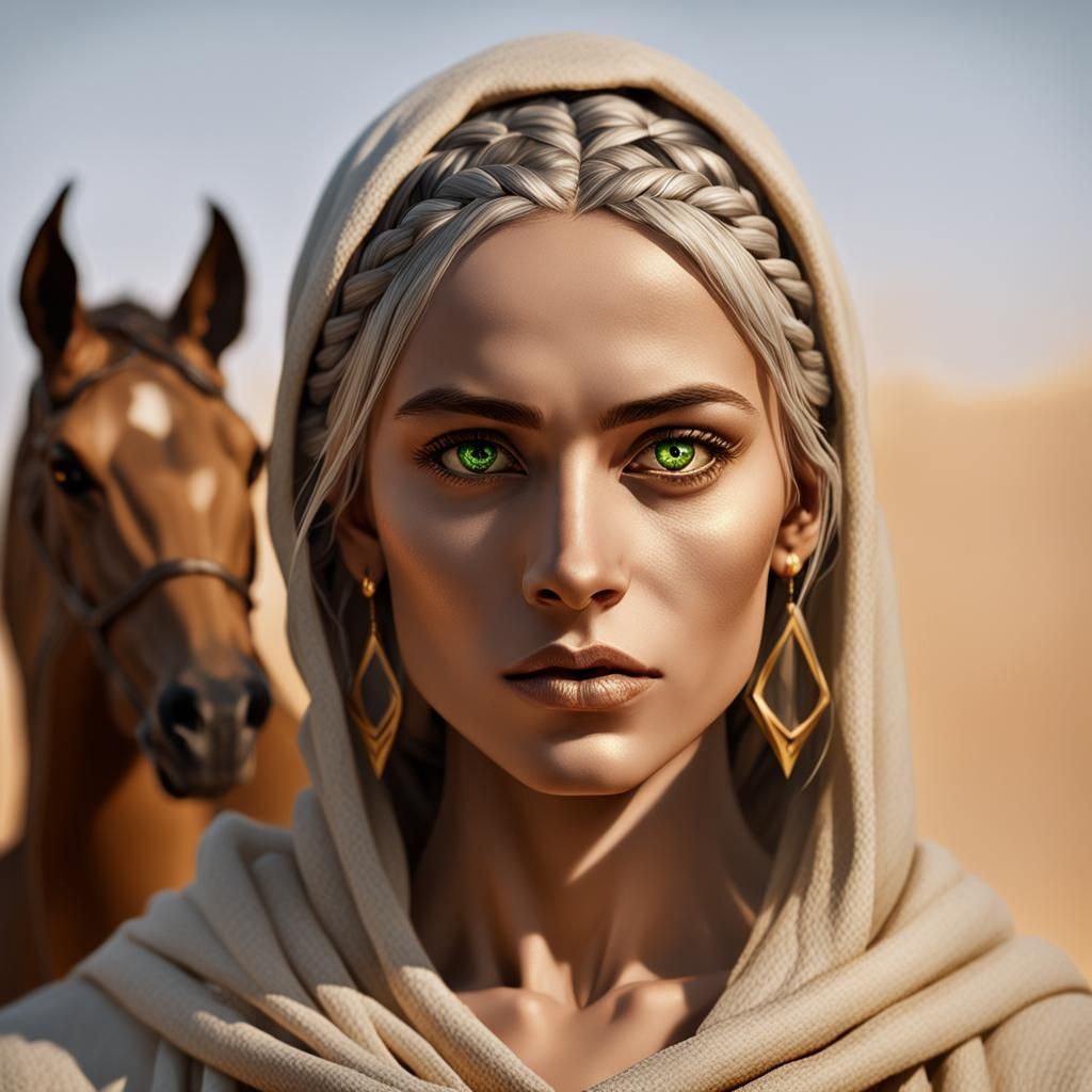Fantasy Portrait of Arabic Woman in Golden Light
