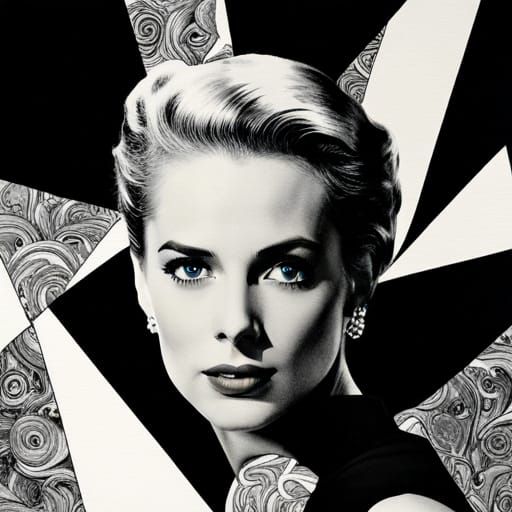 Grace Kelly Portrait in Scrapbook Collage Style