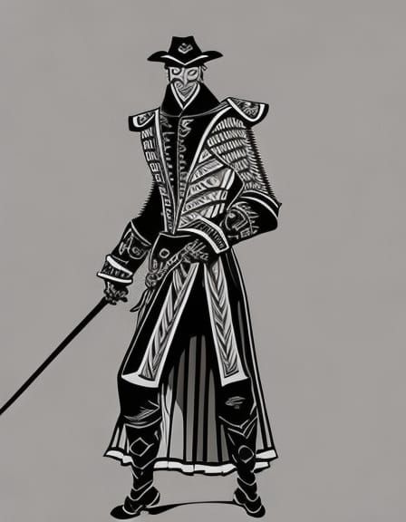 Grotesque Highwayman: Black and White Fantasy Portrait