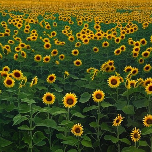 Hyperrealistic Sunflower Field Splash Art