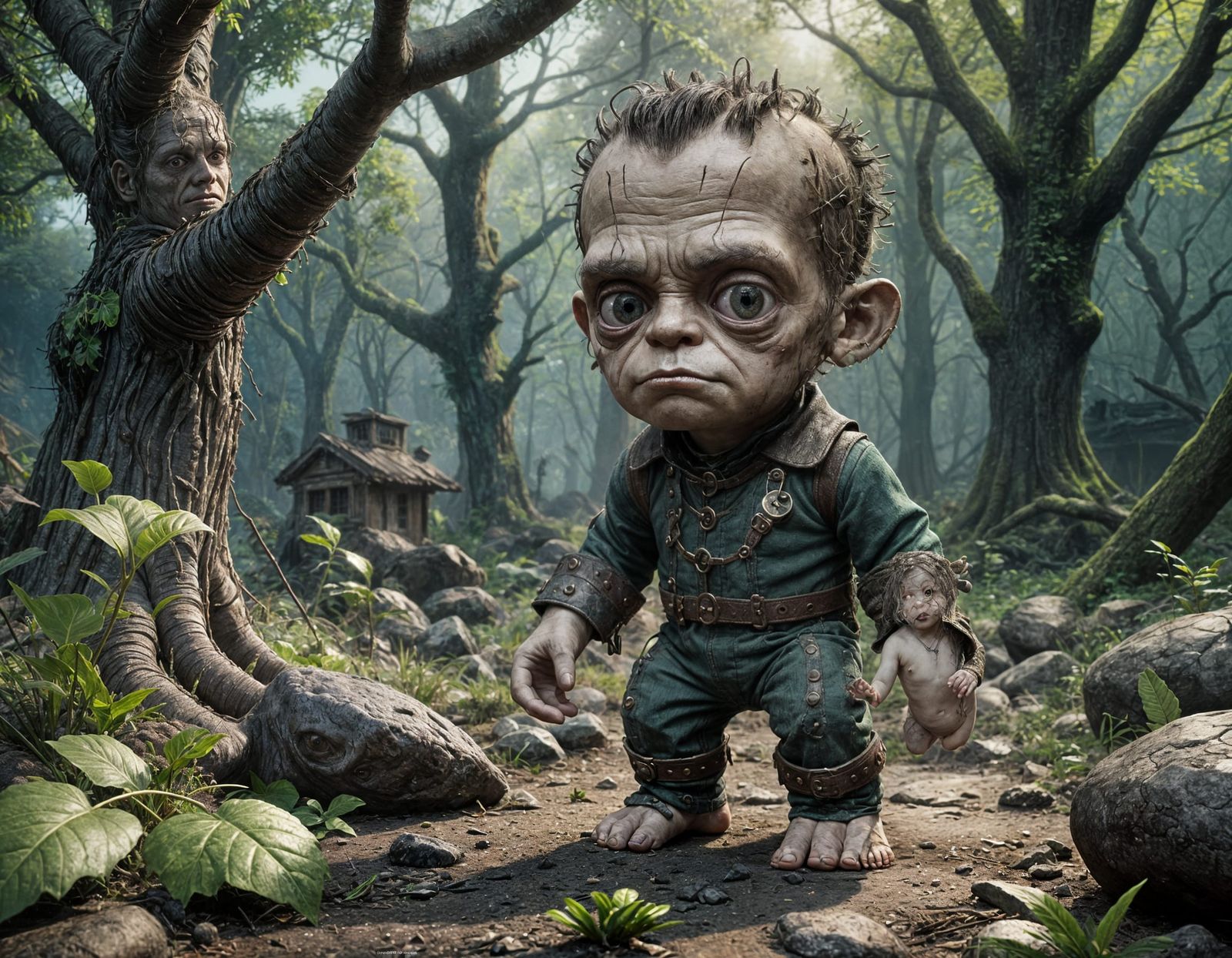 Baby Frankenstein's Monster in Detailed Digital Art