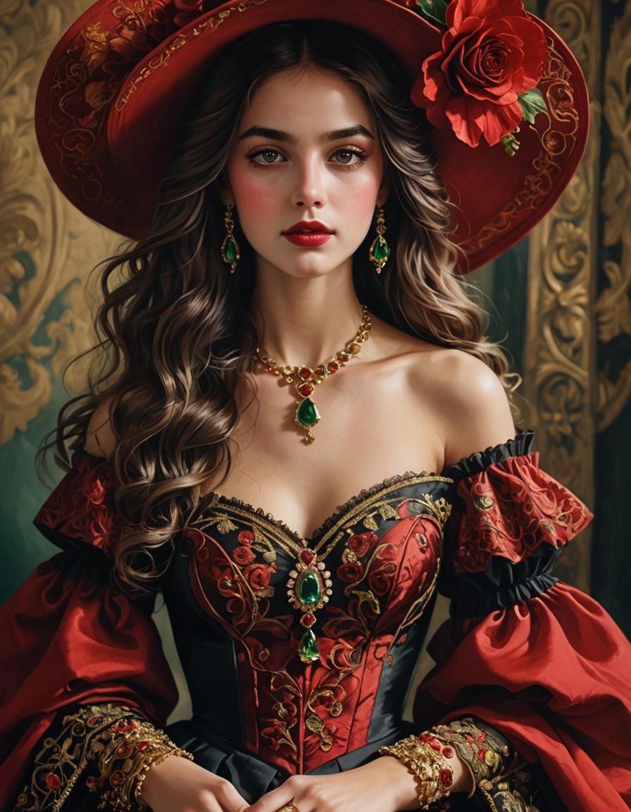 Elegant Portrait of a Young Woman in Art Nouveau Style