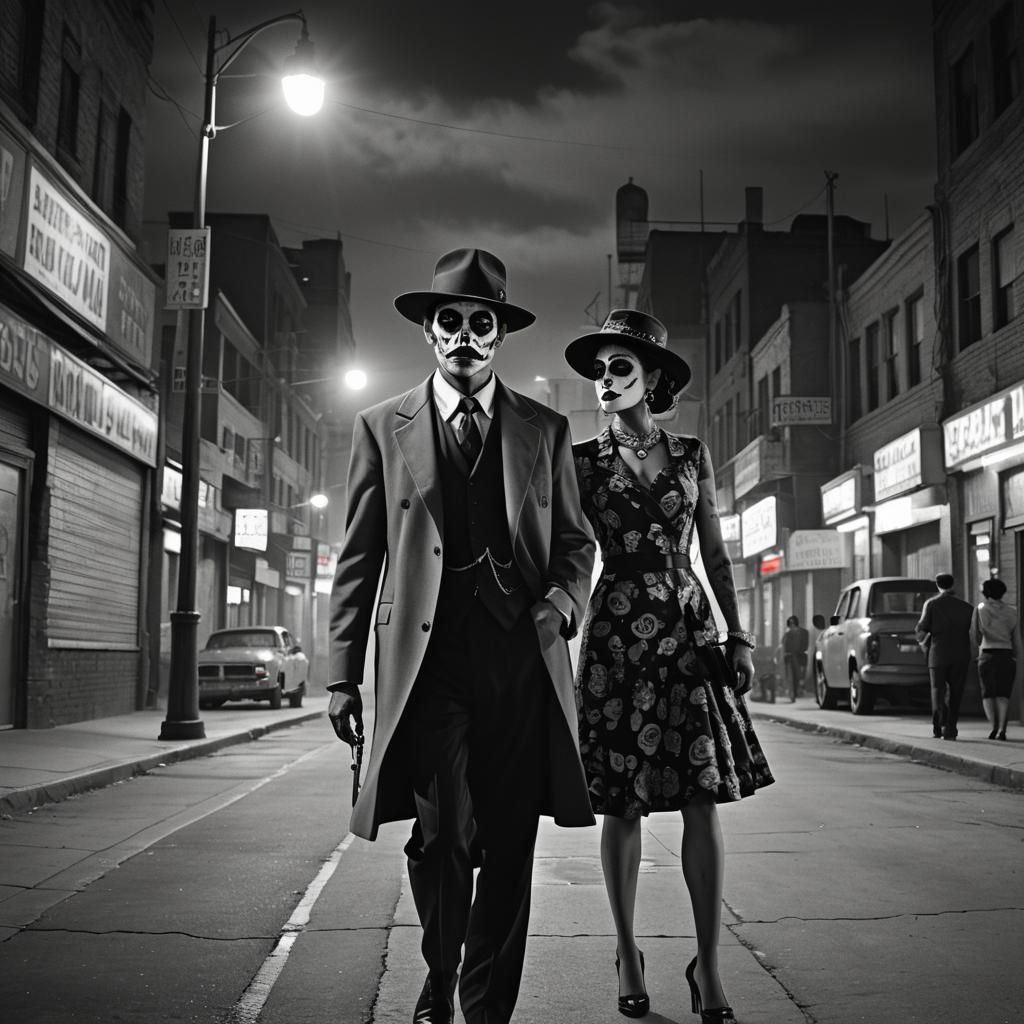 Film Noir Zoot Suiter with Sugar Skull