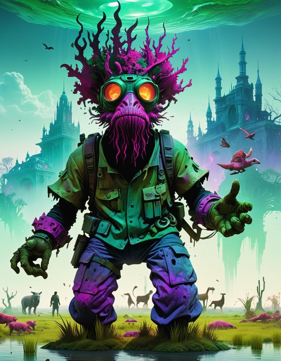 Post-Apocalyptic Garden City in Ruins, Eerie Matte Painting