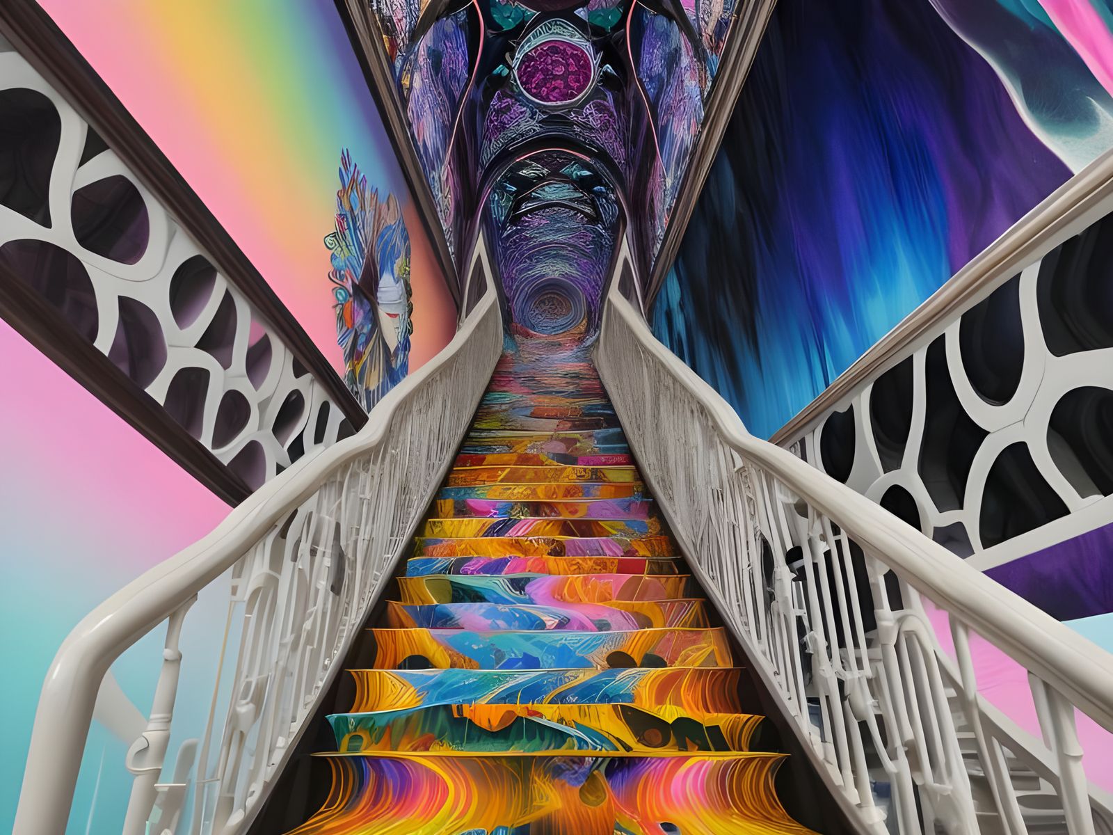 Psychedelic Mad Scientist in Optical Illusion