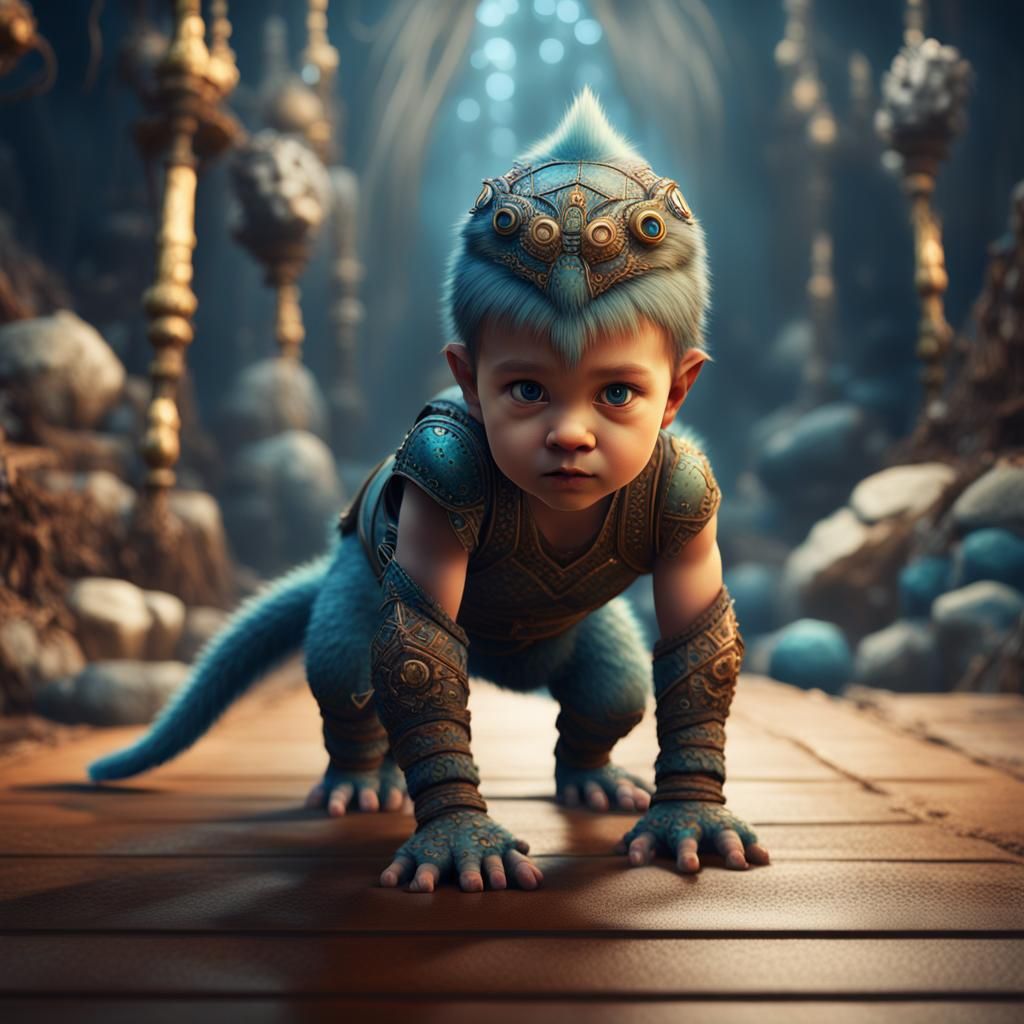Werewolf Baby Fantasy Concept Art in 8K