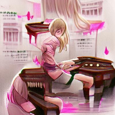 Kaede Akamatsu Plays Piano with Pink Blood