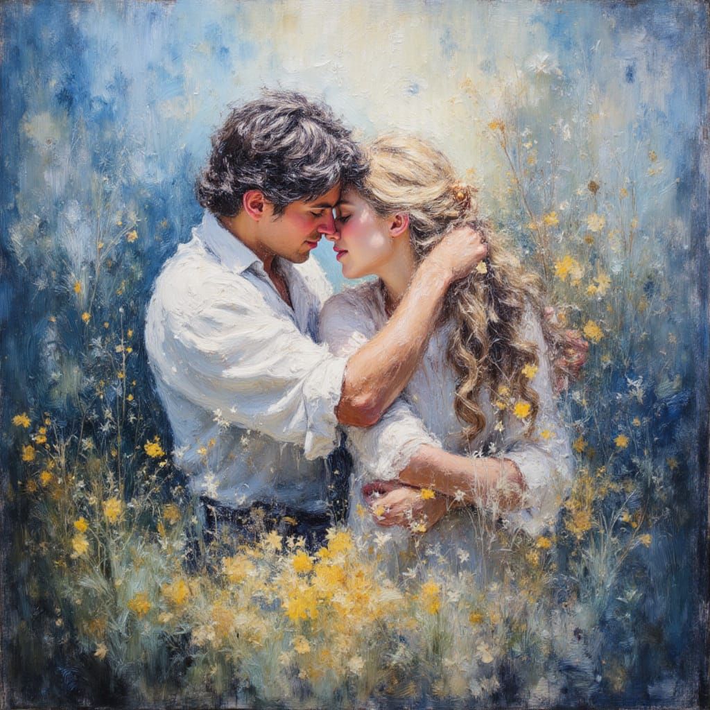 Gouache Watercolor Masterpiece with Chalk Strokes