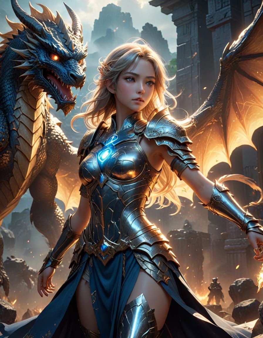 Ethereal Warrior Goddess Radiates Power in Fantastical Anime...